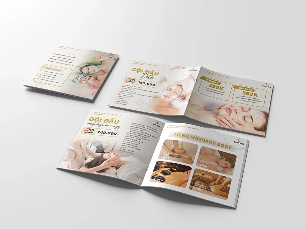 Mẫu catalogue spa kêt hợp bảng giá dịch vụ rõ ràng