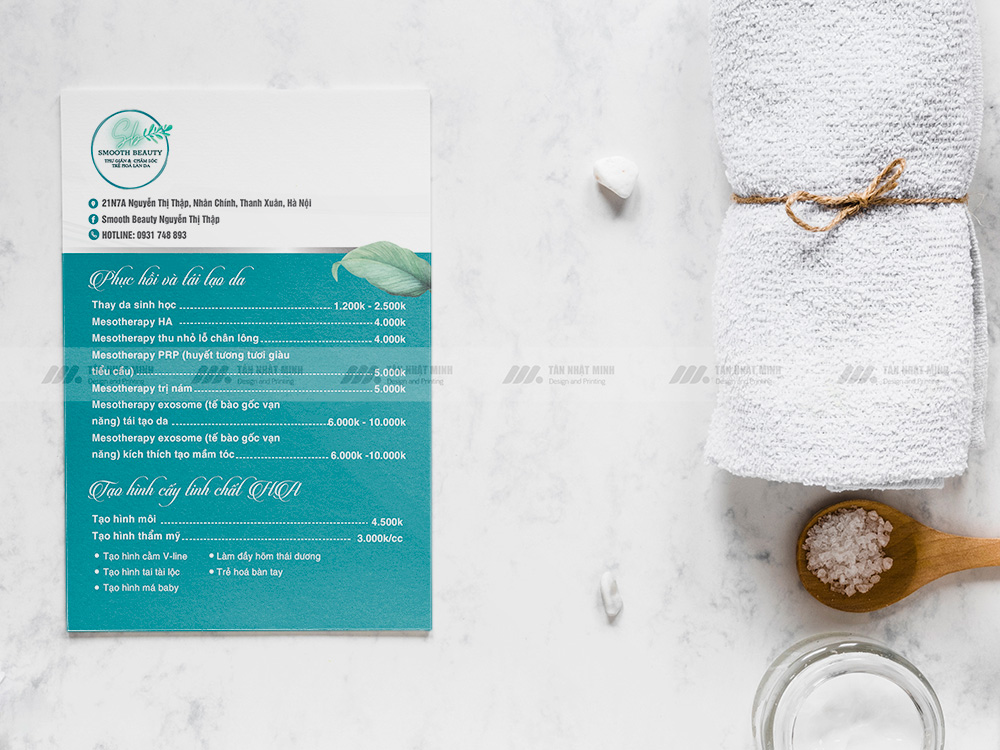Mẫu menu spa đẹp