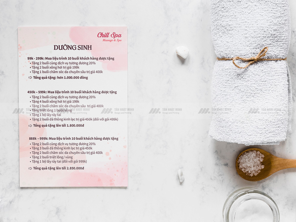 Mẫu menu spa đẹp