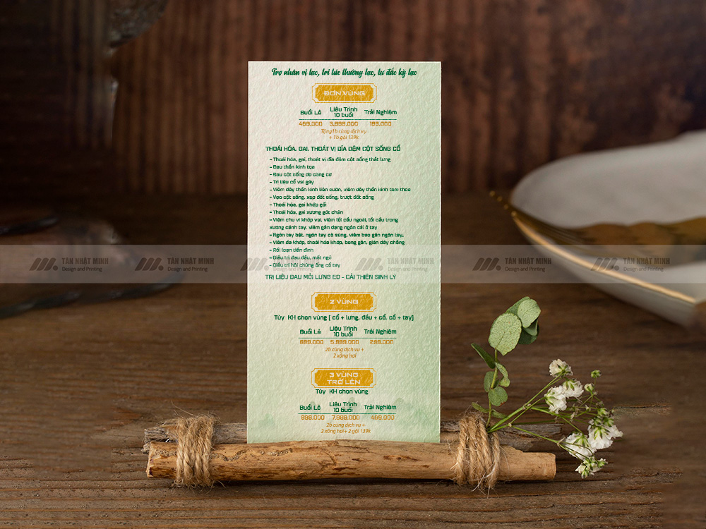 Mẫu menu spa đẹp