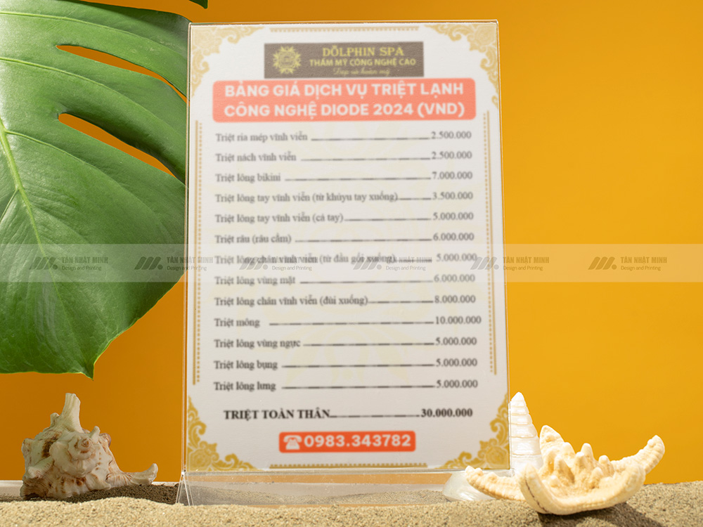 Mẫu menu spa đẹp
